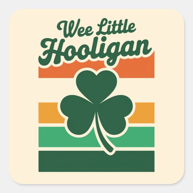 Sticker Carré Jour de la Saint Patrick Wee Little Hooligan Drôle (Devant)