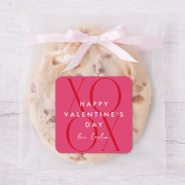 Sticker Carré Jour de la Saint Valentin rose moderne XOXO