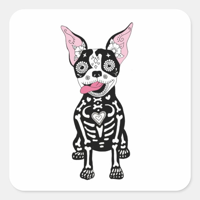 Sticker Carré Jour de l'Autocollant pour chien mort (Devant)
