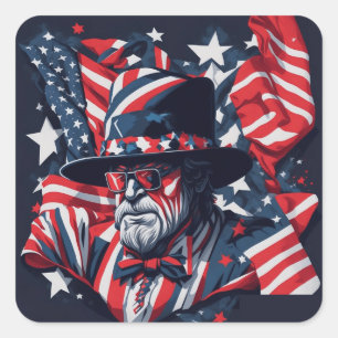Sticker Carré Jour de l'indépendance 4 juillet drapeau américain