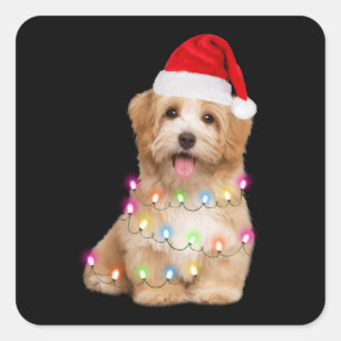 Sticker Carré Jour de Noël du chiot havanais