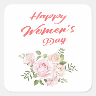 Sticker Carré jour des femmes heureux blanc
