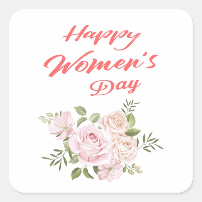Sticker Carré jour des femmes heureux blanc (Devant)