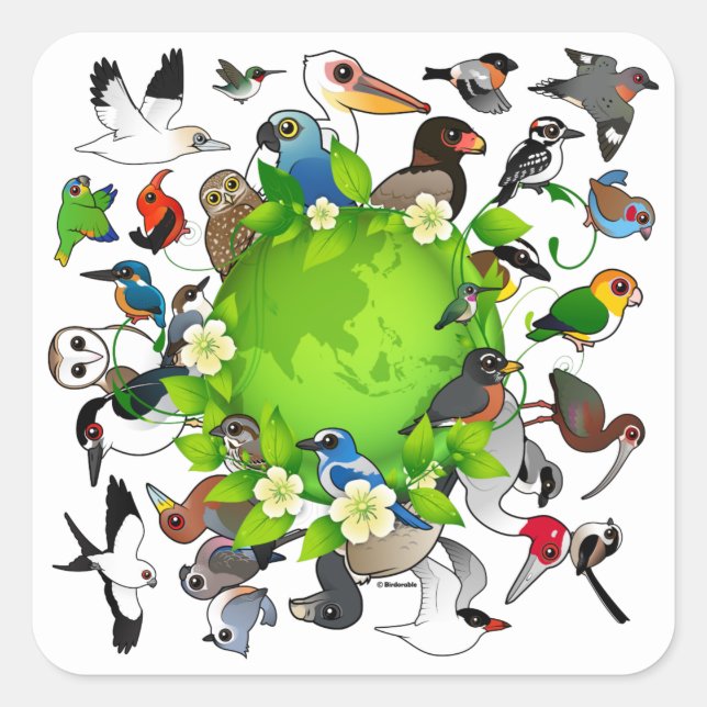 Sticker Carré Jour des terres Birdable (Devant)