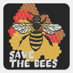 Sticker Carré Jour des terres, Sauvez Les Abeilles