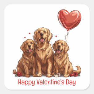 Sticker Carré Jour des Valentines Chien d'or