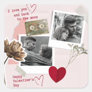 Sticker Carré Jour des Valentines Modernes Photo Couple personna