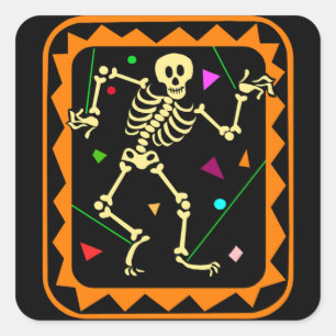 Sticker Carré Jour du squelette de marionnettes mortes