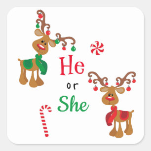 Sticker Carré Jour férié de Noël de Reindeer