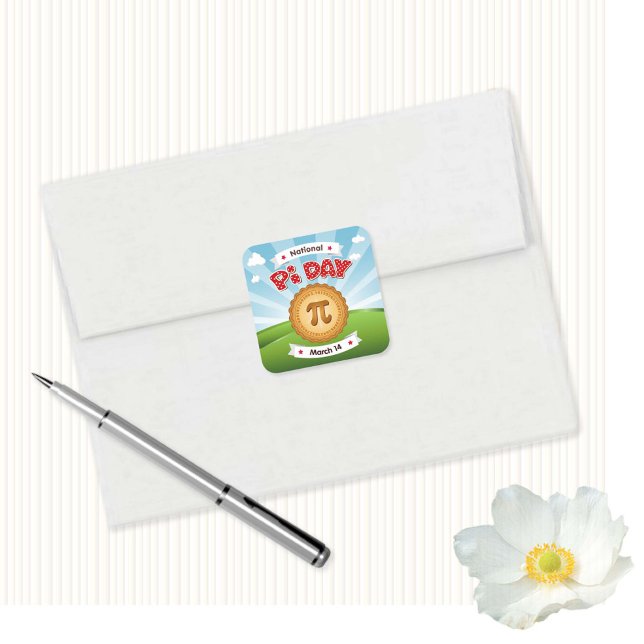 Sticker Carré Jour Pi coloré (Créateur téléchargé)