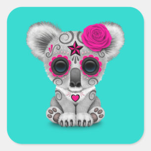 Sticker Carré Jour rose du bébé mort Koala