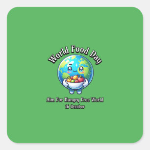 Sticker Carré Journée mondiale de l'alimentation. Aim for Hungry