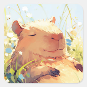 Sticker Carré Journées paresseuses du capybara