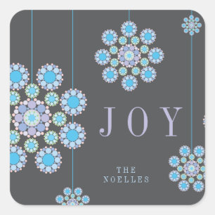 Sticker Carré Joy Blue Festive Hanging Ornements Élégant Vacance