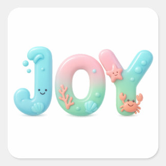 Sticker Carré JOY Pastel Océan Brillant