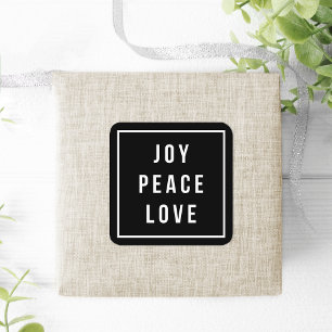 Sticker Carré Joy Peace Love   Vacances Noir & Blanc