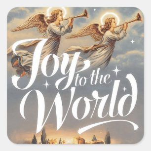 Sticker Carré Joy to the World Christmas Design