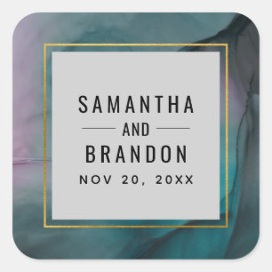 Sticker Carré Joyaux Tons Marbre Enk Motif Mariage