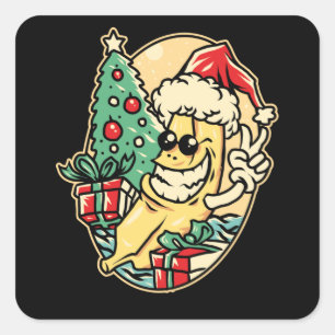 Sticker Carré Joyeuse banane de Noël