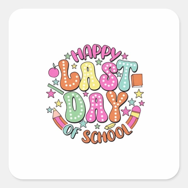 Sticker Carré Joyeuse Dernière journée d'école (Devant)