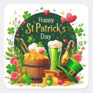 Sticker Carré Joyeuse fête de la Saint-Patrick festive