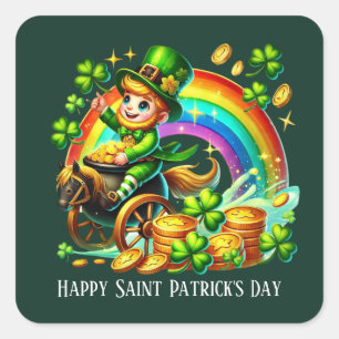 Sticker Carré Joyeuse fête de la Saint-Patrick personnalisable p