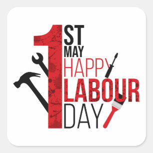 Sticker Carré Joyeuse fête du Travail 1er mai