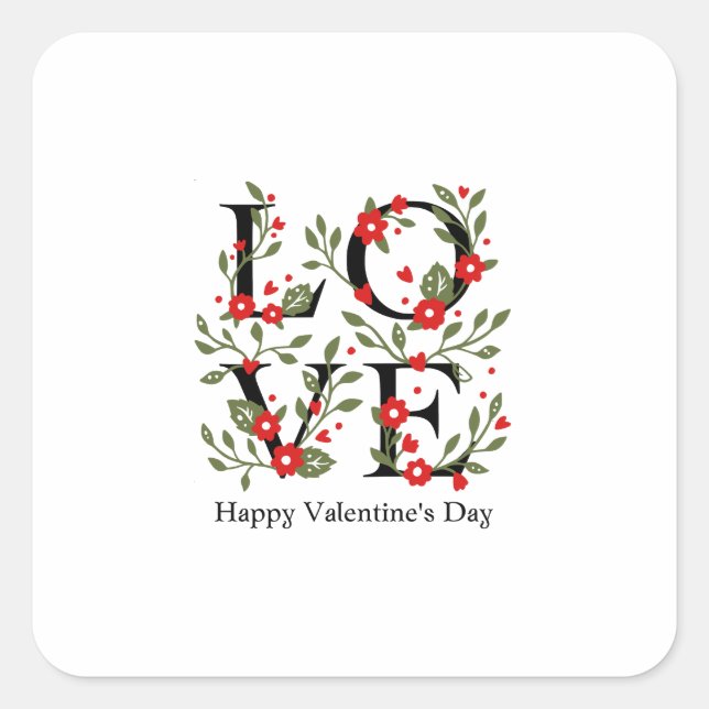 Sticker Carré Joyeuse Saint-Valentin 2023 - Images Amour Élégant (Devant)