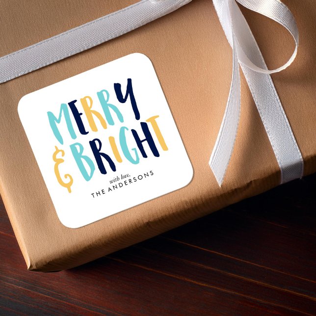 Sticker Carré Joyeuses et brillantes fêtes (Créateur téléchargé)