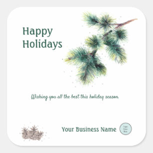 Sticker Carré Joyeuses fêtes Conifer votre nom d'entreprise Logo