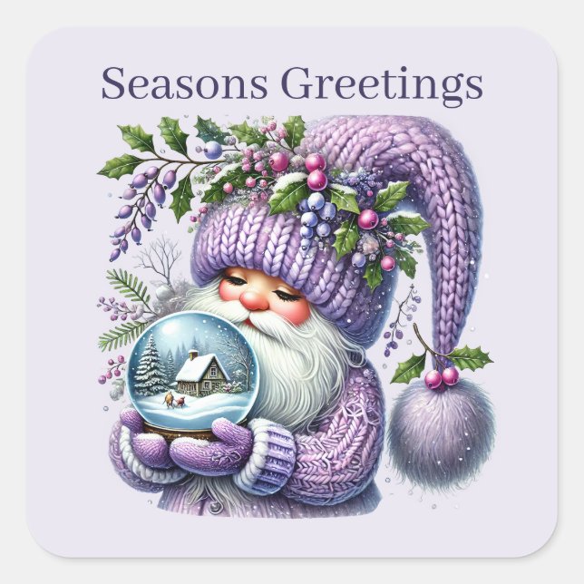 Sticker Carré Joyeuses Fêtes cuisson gnome ajouter du texte (Devant)