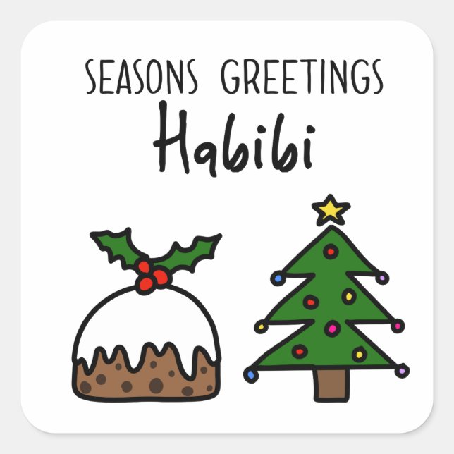 Sticker Carré Joyeuses Fêtes Habibi (Devant)