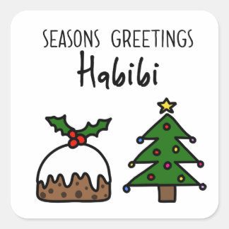Sticker Carré Joyeuses Fêtes Habibi