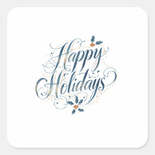 Sticker Carré Joyeuses Fêtes Joyeux Noël Famille Nouvel An