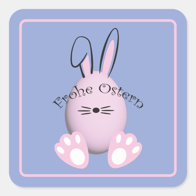 Sticker Carré Joyeuses Pâques Frohe Ostern  (Devant)
