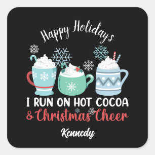 Sticker Carré Joyeuses vacances - Cosy Cocoa & Christmas Cheer