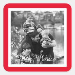 Sticker Carré Joyeuses vacances Design rouge