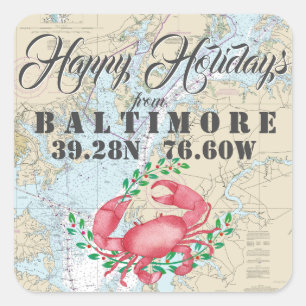 Sticker Carré Joyeuses vacances nautiques de Baltimore