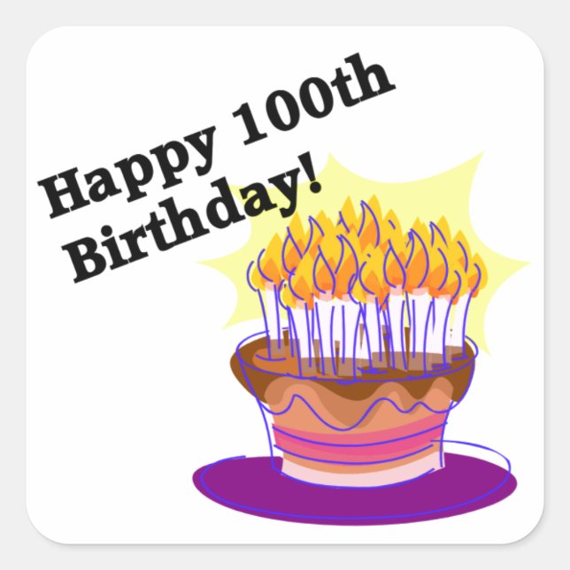 Sticker Carré Joyeux 100e anniversaire (Devant)