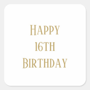 Sticker Carré Joyeux 16e anniversaire Seteen Custom Age couleur 