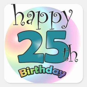 Sticker Carré Joyeux 25e anniversaire (blauw)