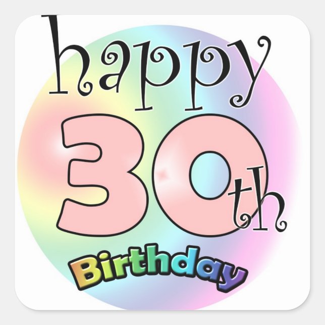 Sticker Carré Joyeux 30e anniversaire (roze) (Devant)