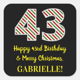 Sticker Carré Joyeux 43e anniversaire & Joyeux Noël, Nom person