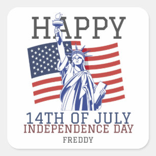 Sticker Carré Joyeux 4 juillet fête de l'Indépendance