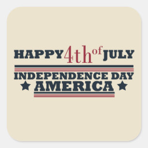 Sticker Carré Joyeux 4 juillet fête de l'indépendance Amérique
