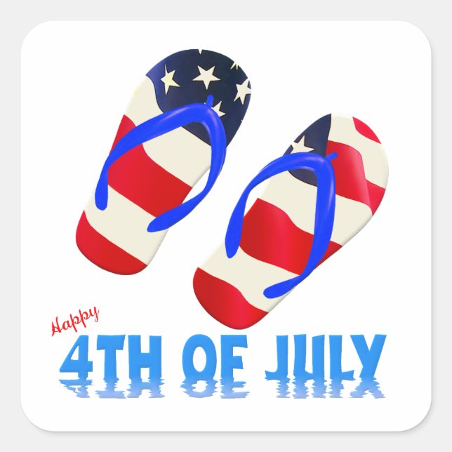 Sticker Carré Joyeux 4 juillet - Flip Flop (Devant)