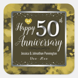 Sticker Carré Joyeux 50e anniversaire de Mariage