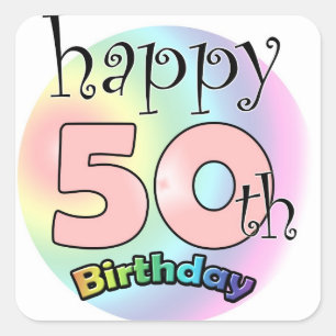 Sticker Carré Joyeux 50e anniversaire (roze)