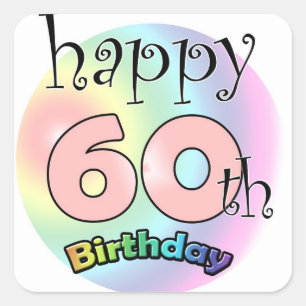 Sticker Carré Joyeux 60e anniversaire (roze)