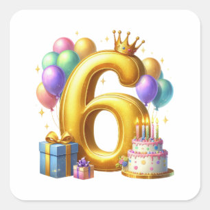 Sticker Carré Joyeux 6e Anniversaire